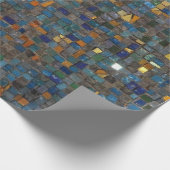 Mozaïeksteen in blauw en goud cadeaupapier (Hoek)