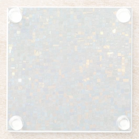 Mozaïeksteen in blauw en goud glazen onderzetter (Achterkant)