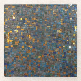 Mozaïeksteen in blauw en goud glazen onderzetter