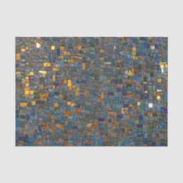 Mozaïeksteen in blauw en goud tissuepapier