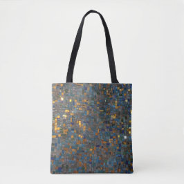 Mozaïeksteen in blauw en goud tote bag