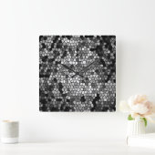 Mozaïekstenen Glass Black Grey White Vierkante Klok (Huis)