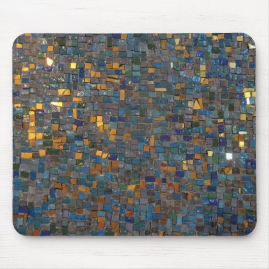 Mozaïekstenen in Blauw en Goud Mousepad Muismat (Voorkant)