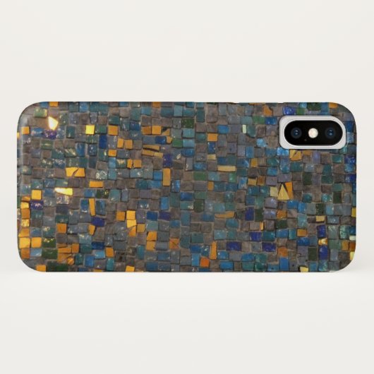 Mozaïekstenen in Blue en Gold iPhone / iPad case (Achterkant (horizontaal))