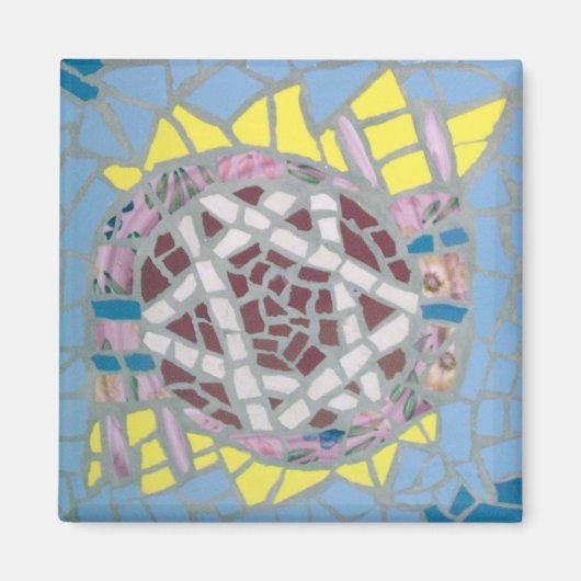 Mozaïekster van David met roze staart Magneet (Voorkant)