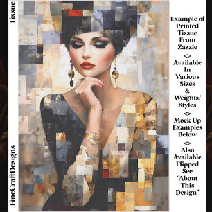 Mozaïekstijl Kunst van Glamoureuze Vrouw EB7L Deco Tissuepapier