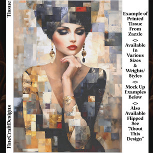Mozaïekstijl Kunst van Glamoureuze Vrouw EB7R Deco Tissuepapier