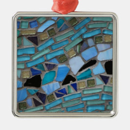 Mozaïektegels van Blauw en Groen Metalen Ornament