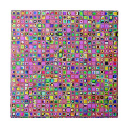 Mozaïektegels voor warme roze en regenboogkleuren tegeltje (Voorkant)