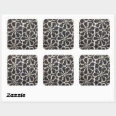 Mozaïekventilator zwarte bruine Tan Vierkante Sticker (Vel)