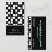 Mozaïekvierkantjes tegels zwart + wit monochroom visitekaartje (Voorkant / Achterkant)