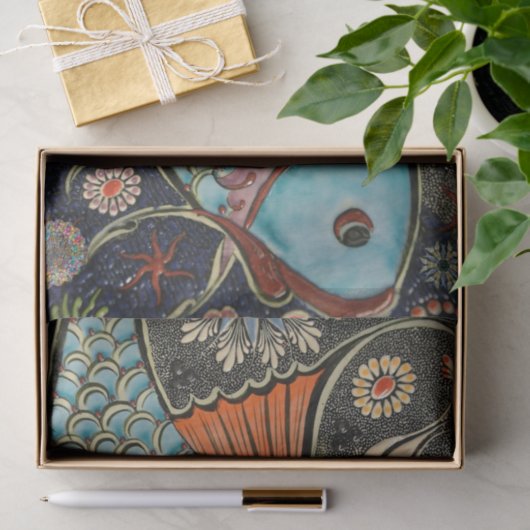 mozaïekvis met Abstracte bloemen Tissuepapier (Geschenk)