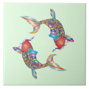 Mozaïekvis op groen tegeltje