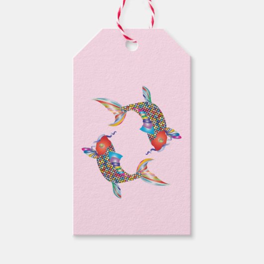 Mozaïekvis op roze cadeaulabel (Voorkant)