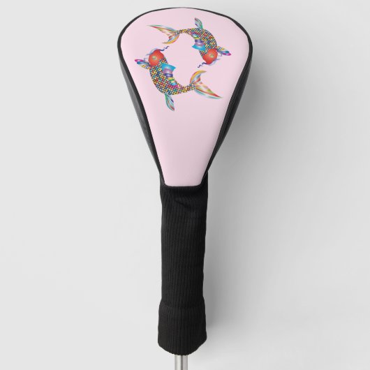 Mozaïekvis op roze golfheadcover (Voorkant)