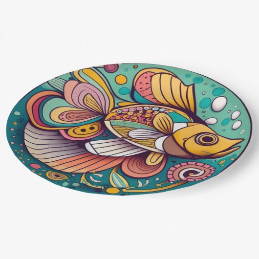 mozaïekvis papieren bordje (Gekanteld)