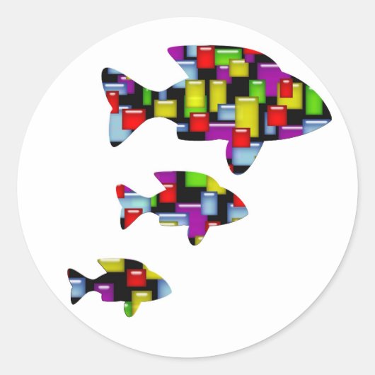 mozaïekvis ronde sticker (Voorkant)