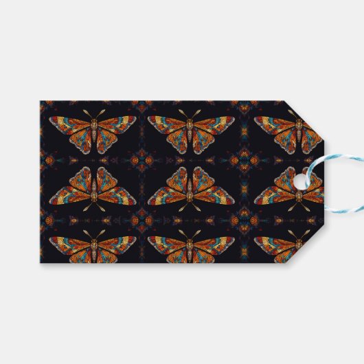 mozaïekvlinder cadeaulabel (Voorkant (Horizontaal))