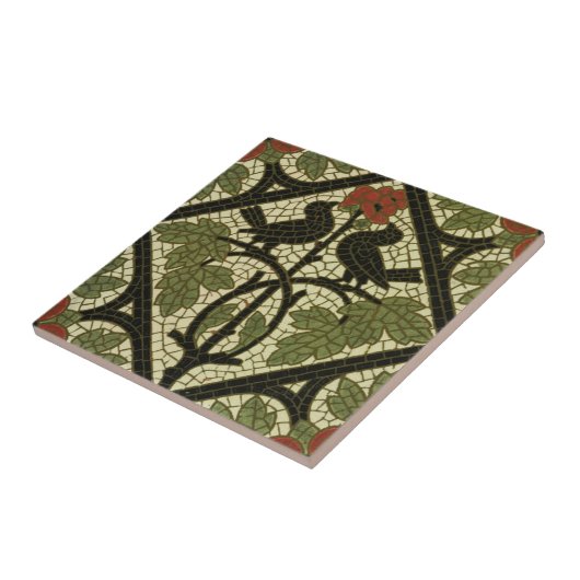 Mozaïekvogels Tile c1885 Mintons  design Tegeltje (Zijkant)
