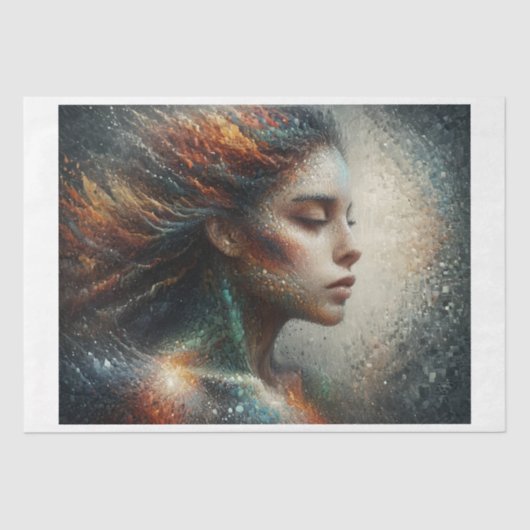 Mozaïekvrouw in pastelkleuren tissuepapier (Voorkant)