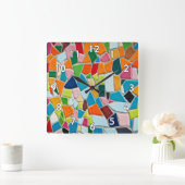 Mozaïekwand met witte grensgetallen vierkante klok (Huis)