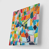 Mozaïekwand met witte grensgetallen vierkante klok (Hoek)