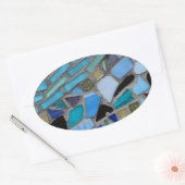 Mozaïsche Tegels van Blauw en Groen Ovale Sticker (Envelop)