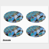 Mozaïsche Tegels van Blauw en Groen Ovale Sticker (Vel)