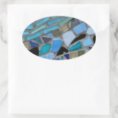 Mozaïsche Tegels van Blauw en Groen Ovale Sticker (Tas)