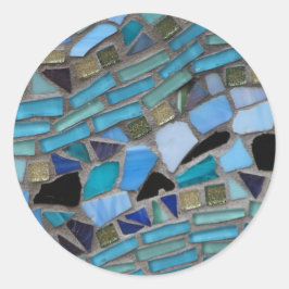 Mozaïsche Tegels van Blauw en Groen Ronde Sticker