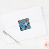 Mozaïsche Tegels van Blauw en Groen Vierkante Sticker (Envelop)