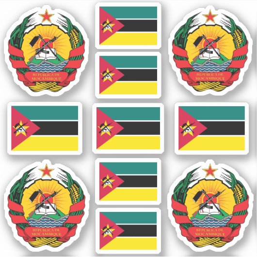 Mozambikaanse nationale symbolen/wapenschild en vl sticker (Voorkant)
