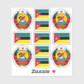 Mozambikaanse nationale symbolen/wapenschild en vl sticker (Vel)