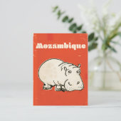 Mozambique hippo — reisposter briefkaart (Staand voorkant)