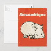 Mozambique hippo — reisposter briefkaart (Voorkant / Achterkant)