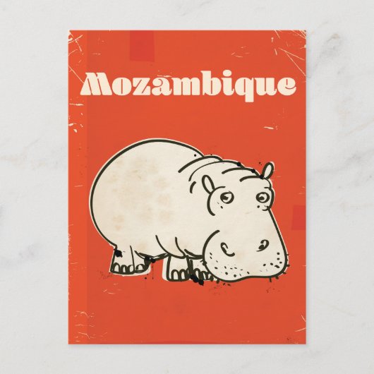Mozambique hippo — reisposter briefkaart (Voorkant)