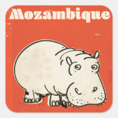 Mozambique hippo — reisposter vierkante sticker (Voorkant)