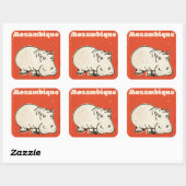 Mozambique hippo — reisposter vierkante sticker (Vel)