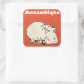 Mozambique hippo — reisposter vierkante sticker (Tas)
