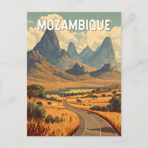 Mozambique Illustratie Reis Kunst Vintage Briefkaart