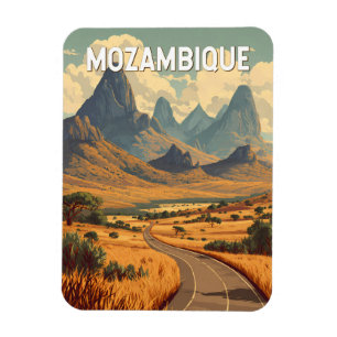 Mozambique Illustratie Reis Kunst Vintage Magneet
