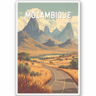 Mozambique Illustratie Reis Kunst Vintage Sticker