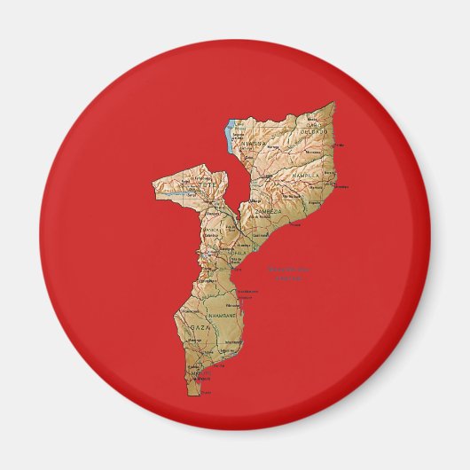 Mozambique Kaart Magneet (Voorkant)