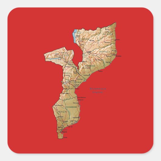 Mozambique Kaart Sticker (Voorkant)