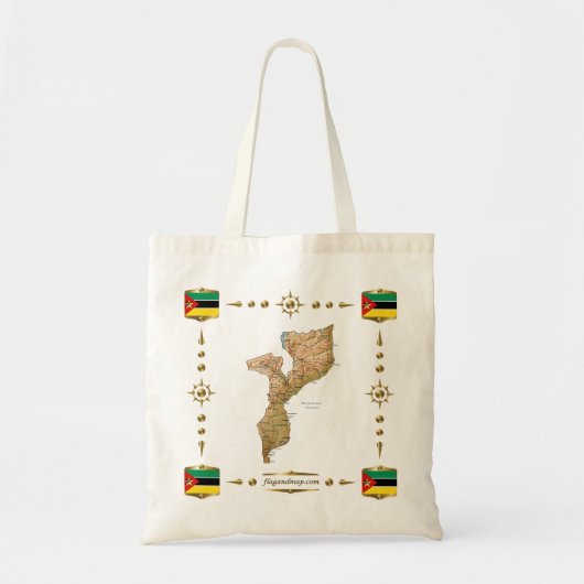 Mozambique Map + Flagzak Tote Bag (Voorkant)