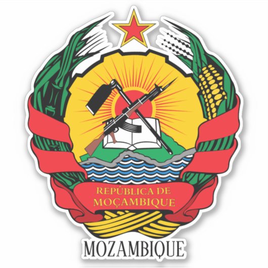 Mozambique National Emblem Patriotic Sticker (Voorkant)