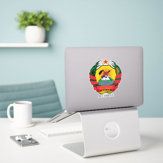 Mozambique National Emblem Patriotic Sticker (Laptop op bureau)
