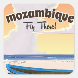 Mozambique reisposter print vierkante sticker