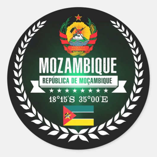Mozambique Ronde Sticker (Voorkant)