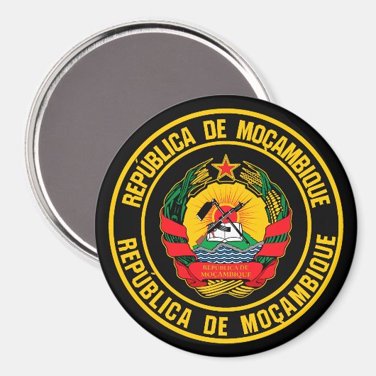 Mozambique Round Emblem Magneet (Voorkant / Achterkant)